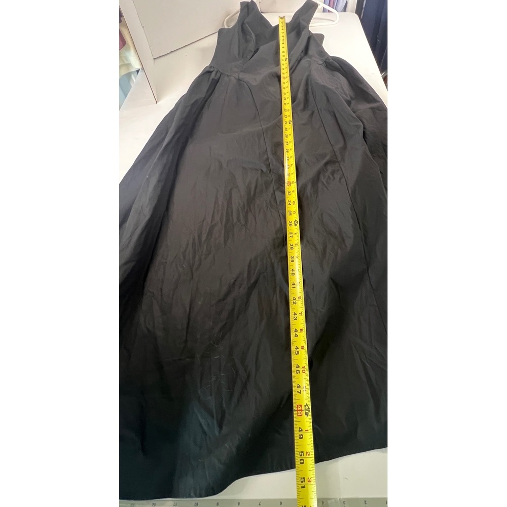 Fashion Nova Elena Black Poplin Maxi Dress Size L Sleeveless Pockets - Picture 5 of 7